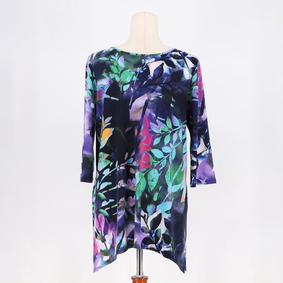 CLARA SUNWOO Abstract Floral Stretch Wrinkle Free Tunic Top Size S - Picture 4 of 7